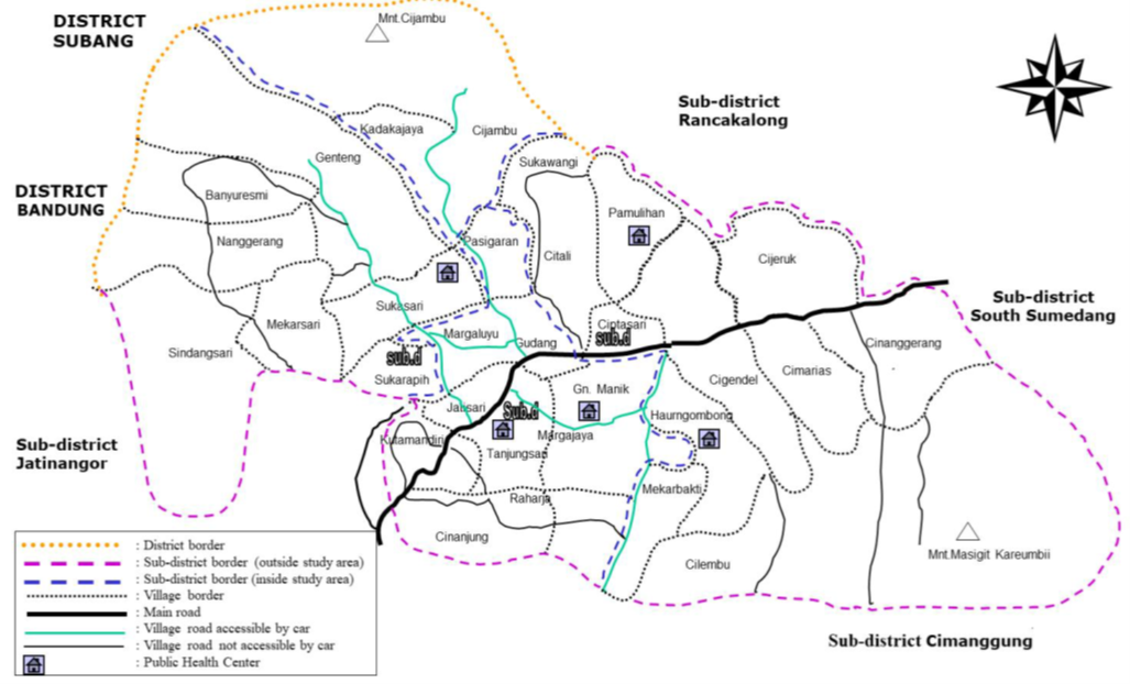 Map of Tanjung Sari Cohort Study after Area Expansion in 2001