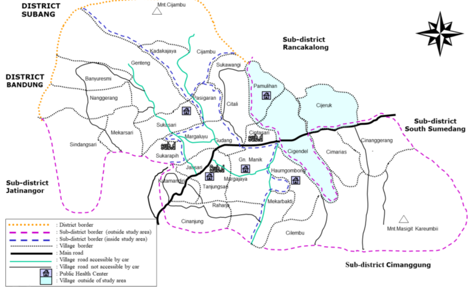 Map of Tanjung Sari Cohort Study before Area Expansion in 2001